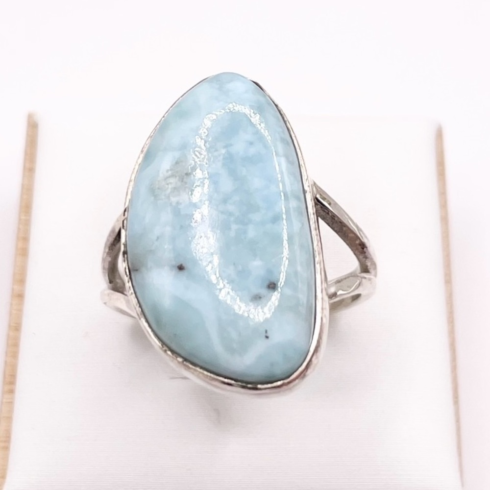 Size 8 Larimar 925 Sterling Silver Ring